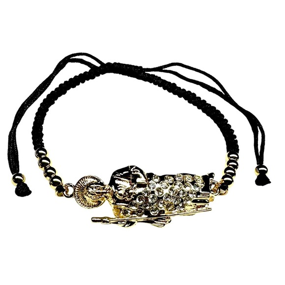 St Jude Bracelet Knotted Black Rope Gold Filled Pendant Adjustable NEW - Picture 1 of 2